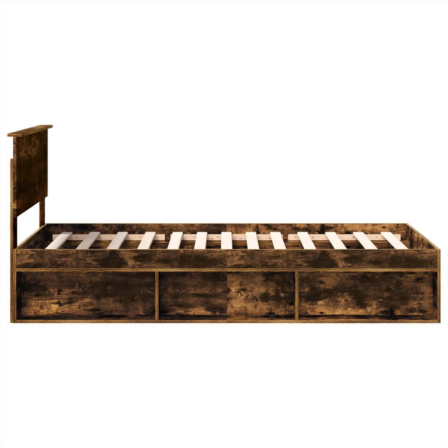 vidaXL Σκελετός Κρεβατιού με κεφαλάρι Καπνιστό Δρύς 100 x 200 cm