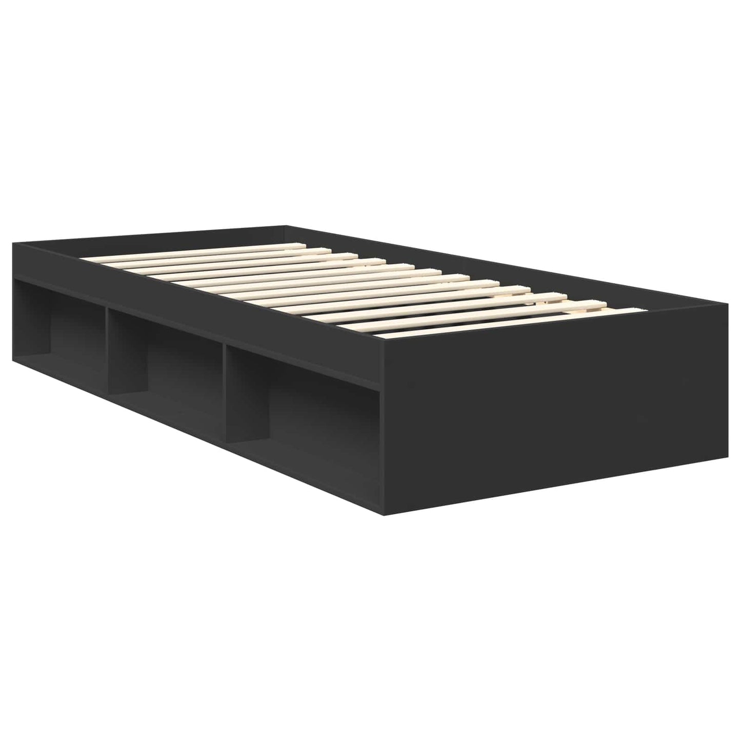 vidaXL Σκελετός Κρεβατιού Μαύρο 90 x 190 cm Επεξεργασμένο ξύλο