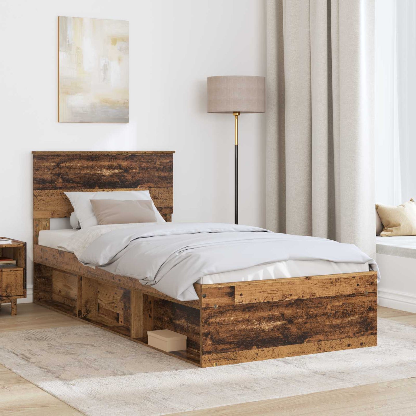 vidaXL Σκελετός Κρεβατιού Παλιό ξύλο 90 x 200 cm Επεξεργασμένο ξύλο