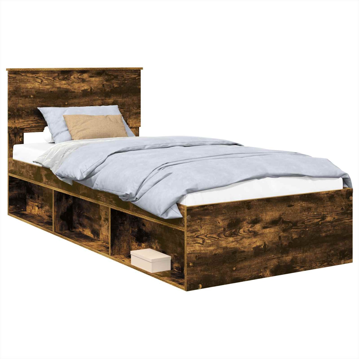 vidaXL Σκελετός Κρεβατιού Καπνιστό Δρύς 75 x 190 cm Επεξεργασμένο ξύλο