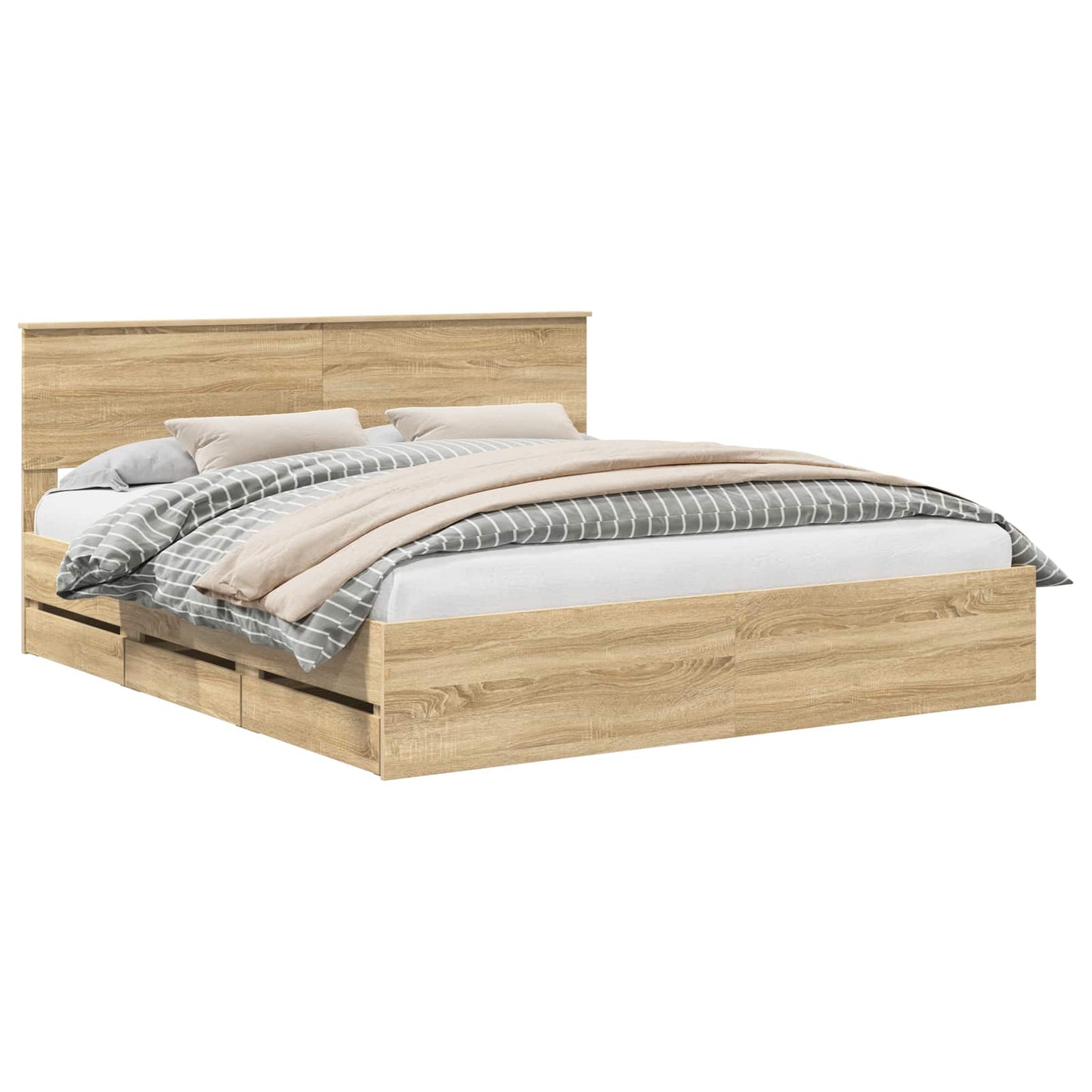 vidaXL Σκελετός Κρεβατιού Δρύς Sonoma 200 x 200 cm Μηχανήματος Ξύλο