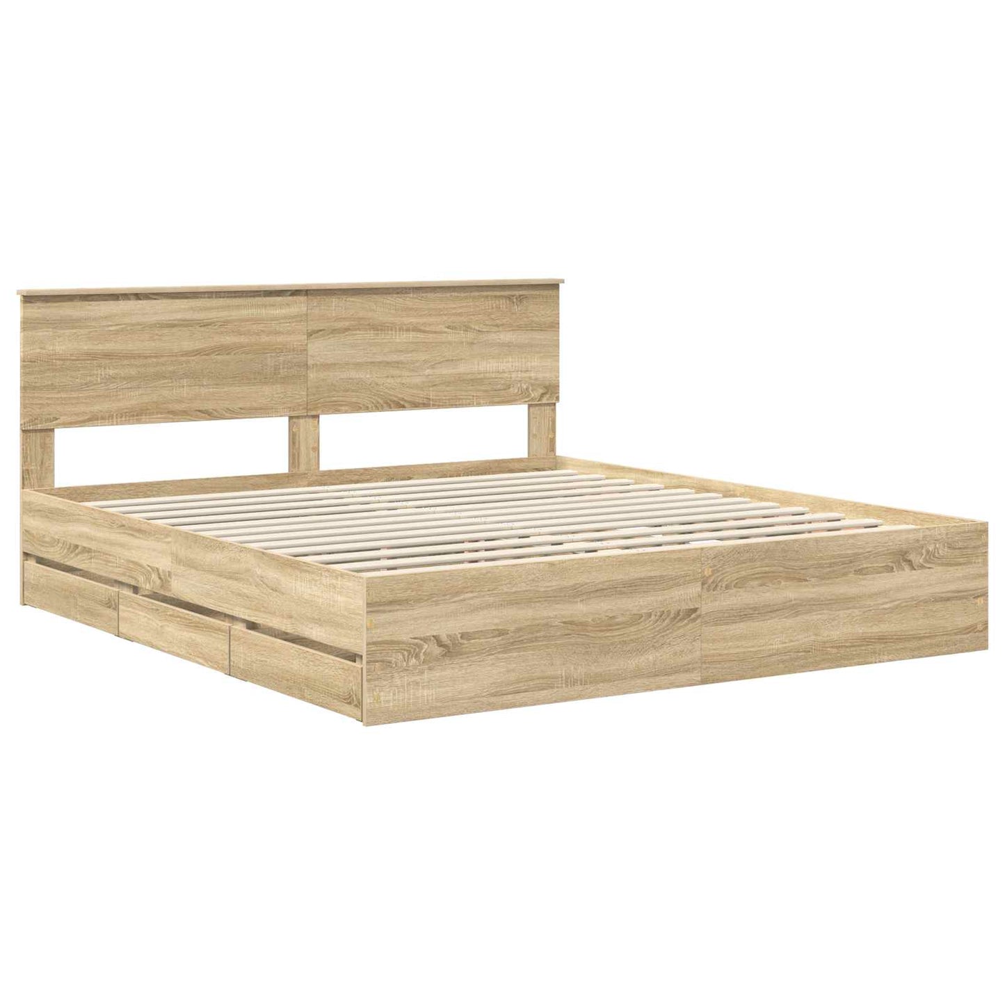 vidaXL Σκελετός Κρεβατιού Δρύς Sonoma 200 x 200 cm Μηχανήματος Ξύλο
