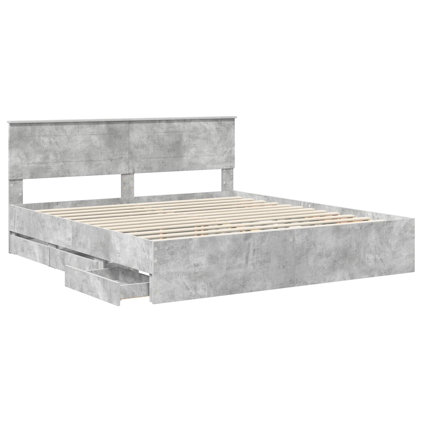 vidaXL Σκελετός Κρεβατιού Σκυρόδεμα Γκρι 200 x 200 cm Μηχανήματος Ξύλο