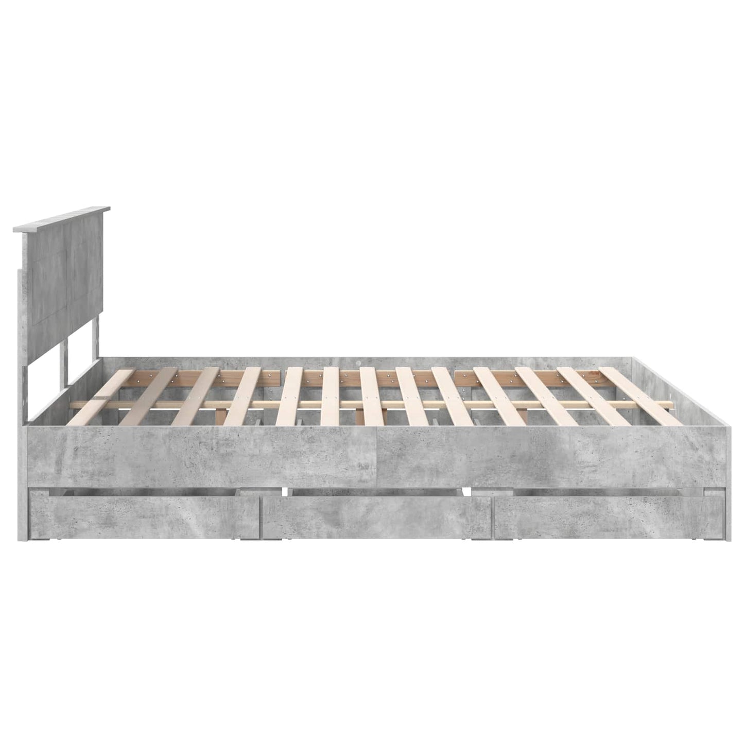 vidaXL Σκελετός Κρεβατιού Σκυρόδεμα Γκρι 200 x 200 cm Μηχανήματος Ξύλο
