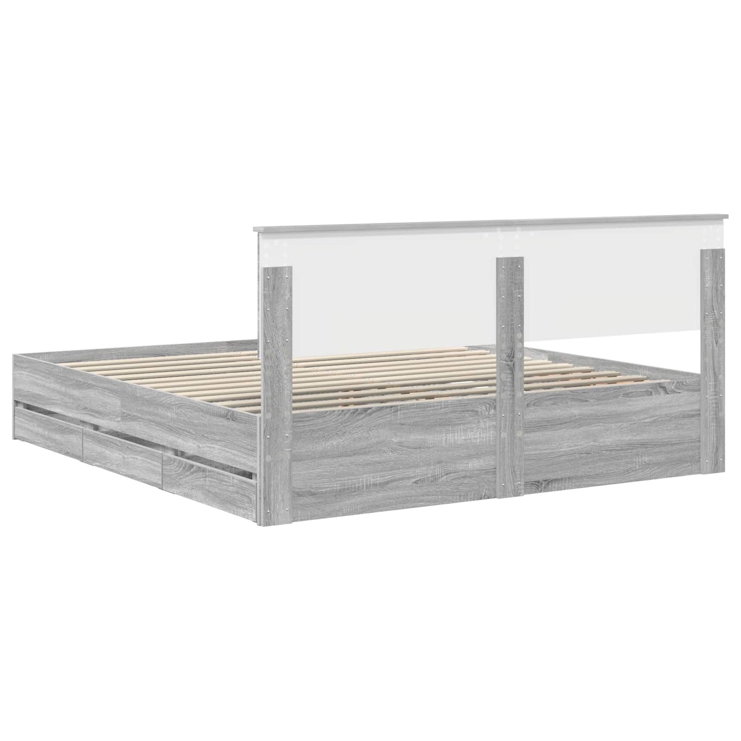 vidaXL Σκελετός Κρεβατιού Γκρίζο Σονομα 200 x 200 cm Μηχανήματος Ξύλο