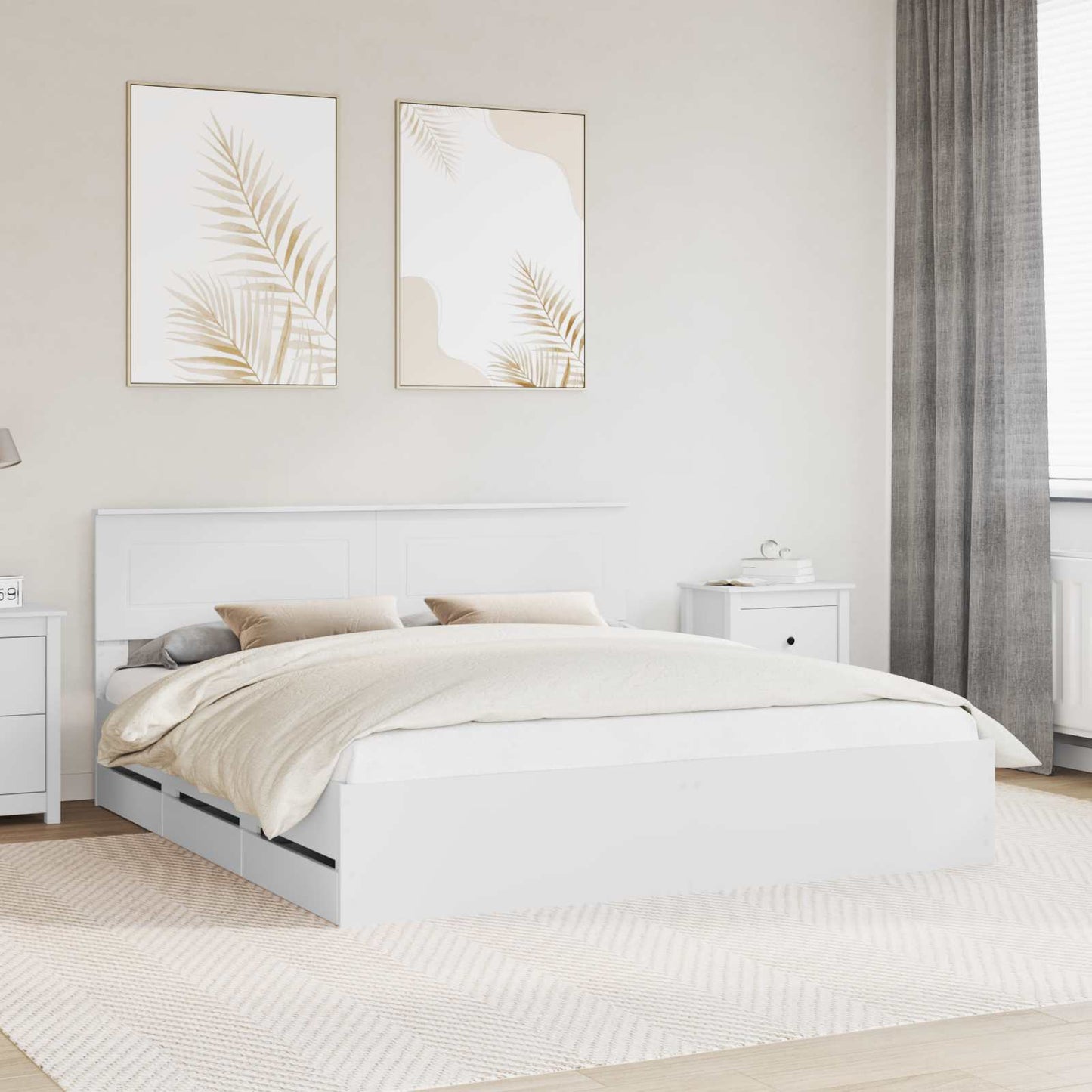 vidaXL Σκελετός Κρεβατιού Λευκό 180 x 200 cm Μηχανήματος Ξύλο