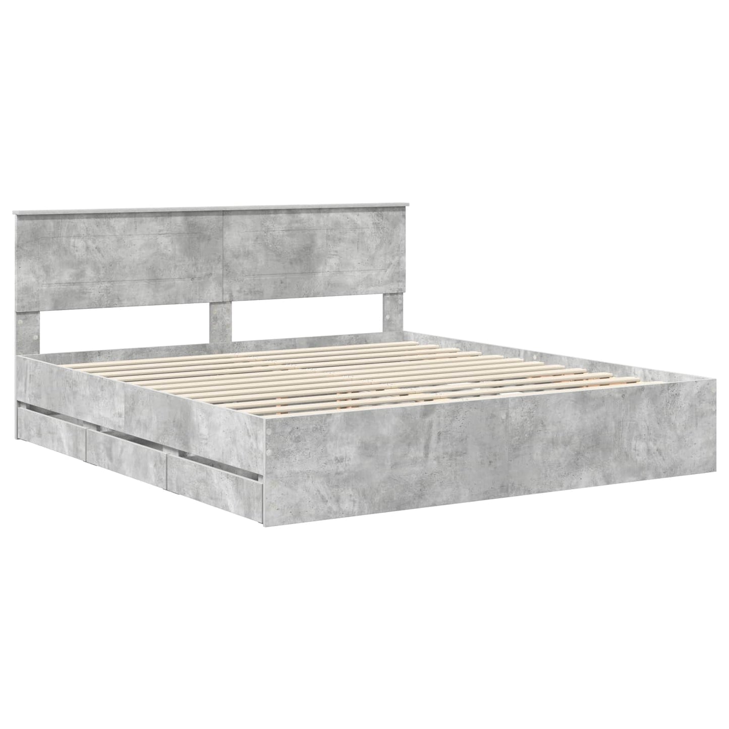 vidaXL Σκελετός Κρεβατιού Σκυρόδεμα Γκρι 180 x 200 cm Μηχανήματος Ξύλο