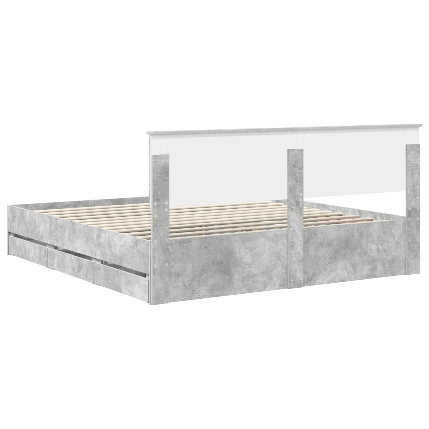 vidaXL Σκελετός Κρεβατιού Σκυρόδεμα Γκρι 180 x 200 cm Μηχανήματος Ξύλο