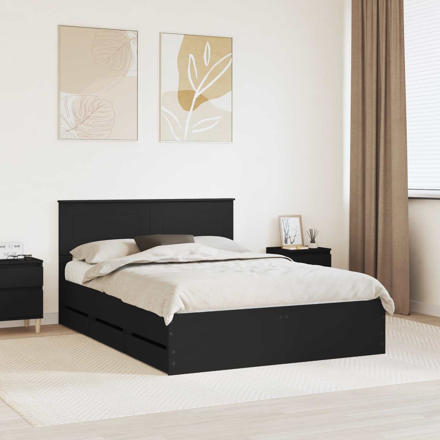 vidaXL Σκελετός Κρεβατιού Μαύρο 160 x 200 cm Μηχανήματος Ξύλο