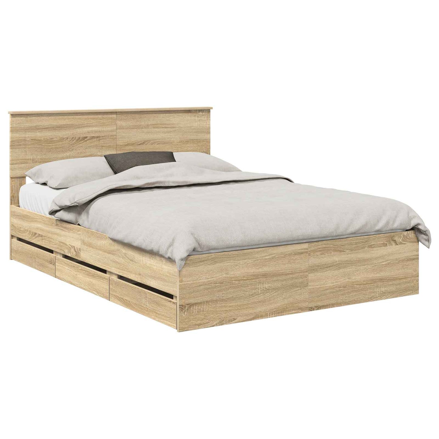 vidaXL Σκελετός Κρεβατιού Δρύς Sonoma 150 x 200 cm Μηχανήματος Ξύλο