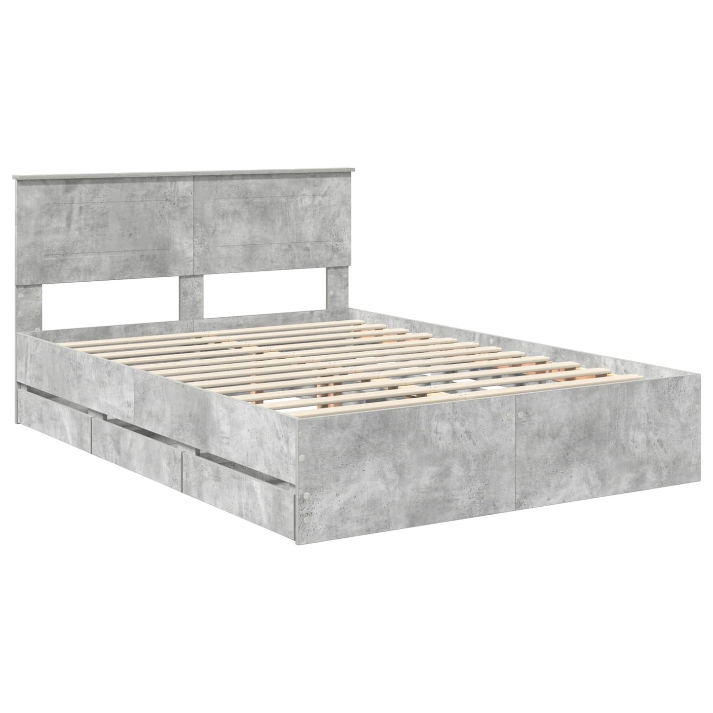 vidaXL Σκελετός Κρεβατιού Σκυρόδεμα Γκρι 150 x 200 cm Μηχανήματος Ξύλο