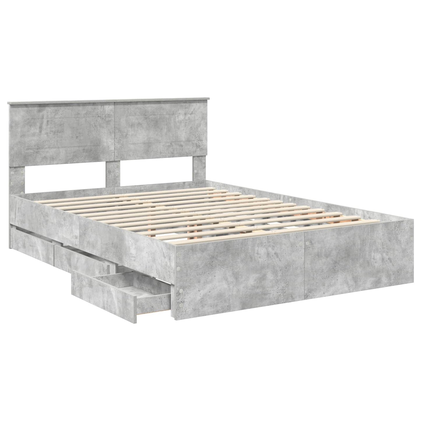 vidaXL Σκελετός Κρεβατιού Σκυρόδεμα Γκρι 150 x 200 cm Μηχανήματος Ξύλο