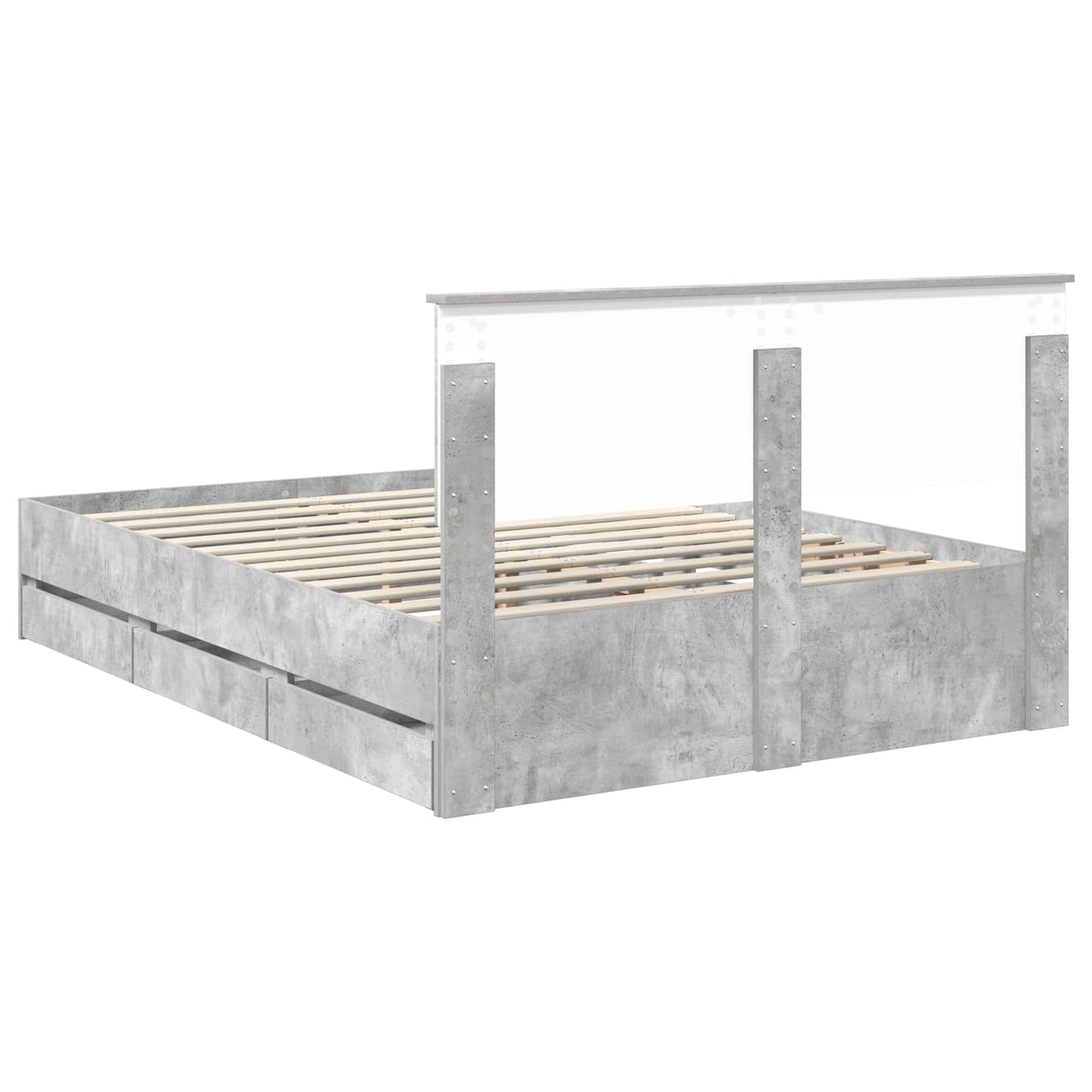 vidaXL Σκελετός Κρεβατιού Σκυρόδεμα Γκρι 150 x 200 cm Μηχανήματος Ξύλο