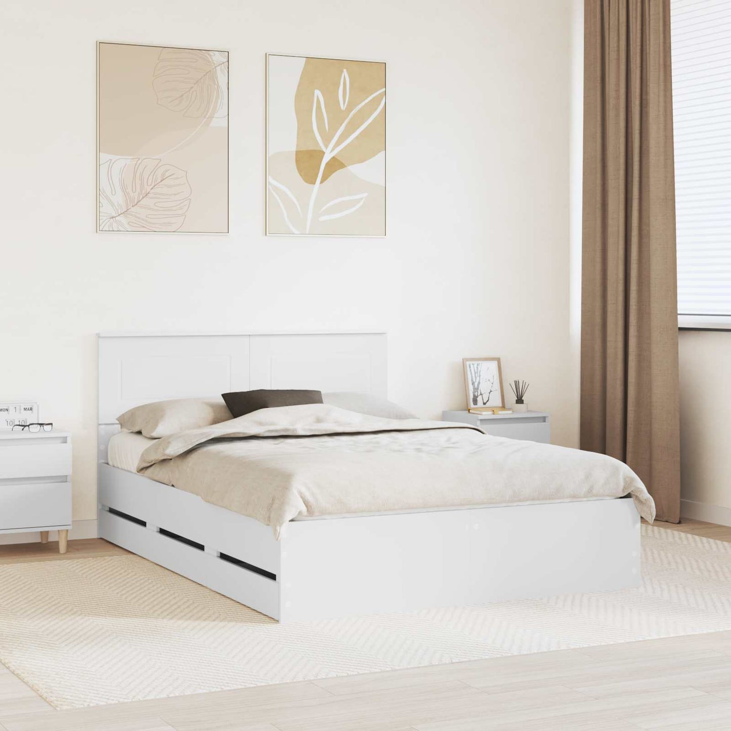 vidaXL Σκελετός Κρεβατιού Λευκό 140 x 190 cm Μηχανήματος Ξύλο