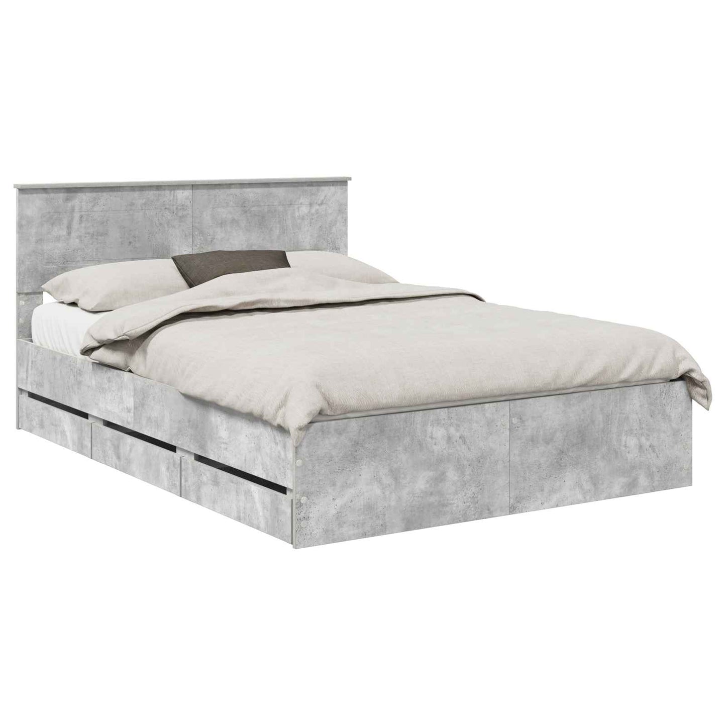 vidaXL Σκελετός Κρεβατιού Σκυρόδεμα Γκρι 140 x 190 cm Μηχανήματος Ξύλο
