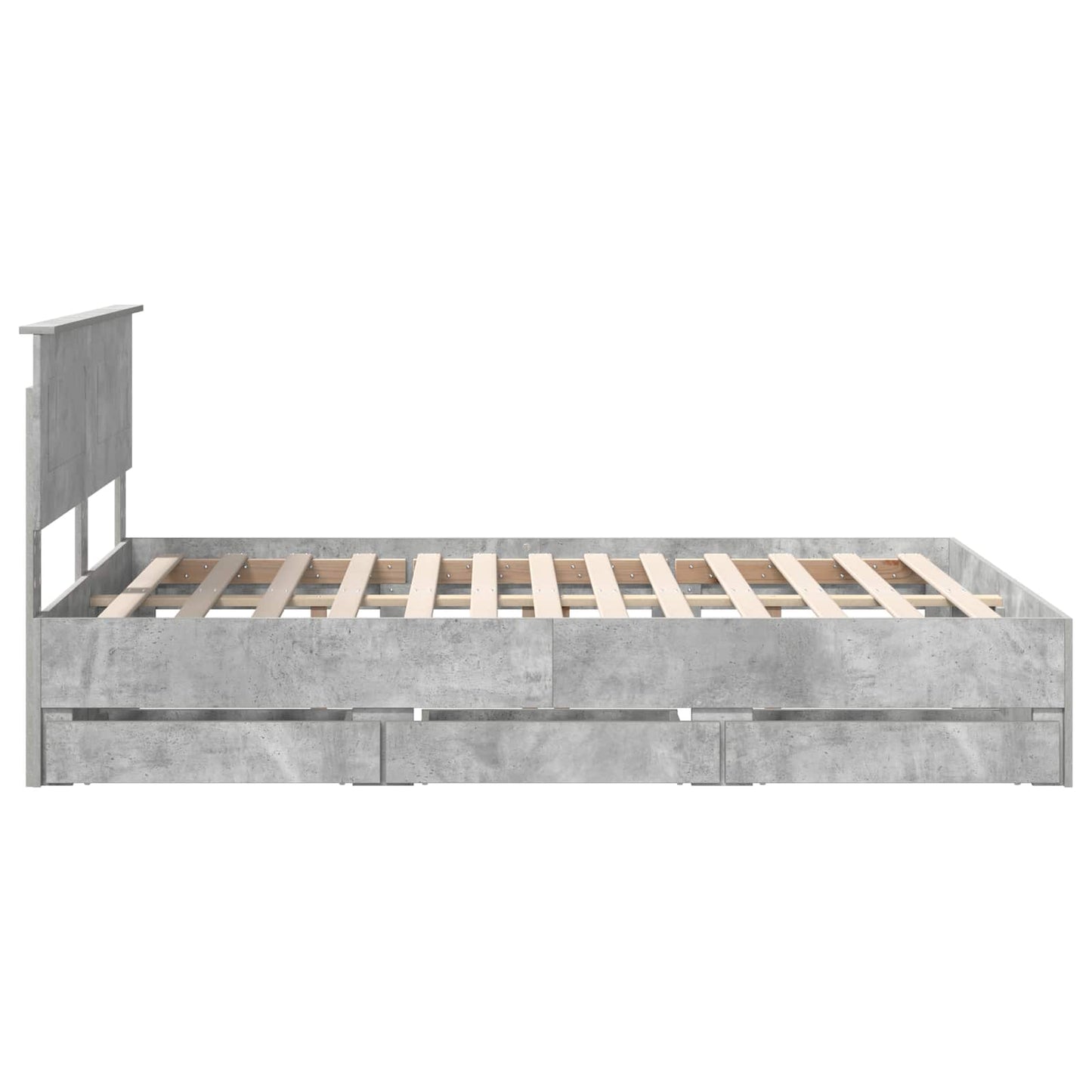 vidaXL Σκελετός Κρεβατιού Σκυρόδεμα Γκρι 140 x 190 cm Μηχανήματος Ξύλο