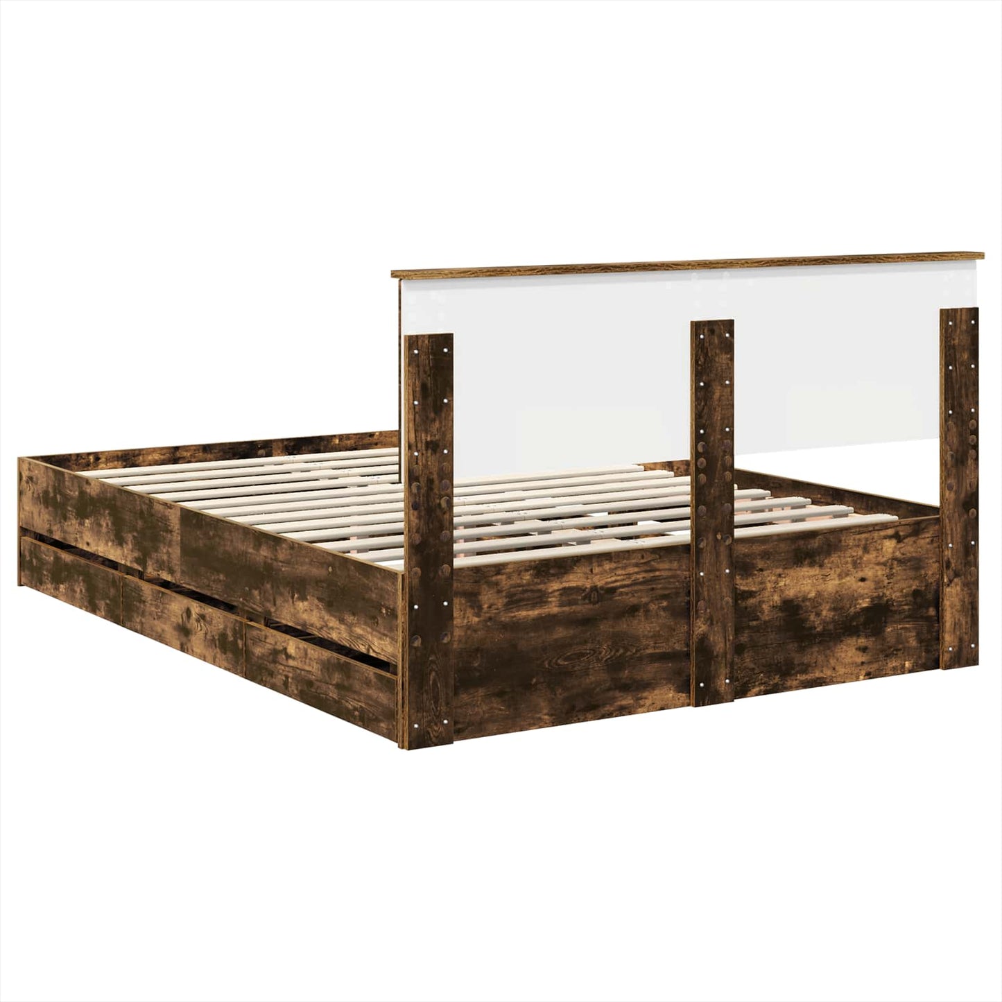 vidaXL Σκελετός Κρεβατιού Καπνιστό Δρύς 140 x 200 cm Μηχανήματος Ξύλο