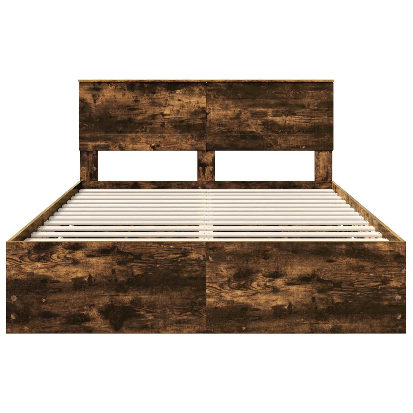 vidaXL Σκελετός Κρεβατιού Καπνιστό Δρύς 140 x 200 cm Μηχανήματος Ξύλο