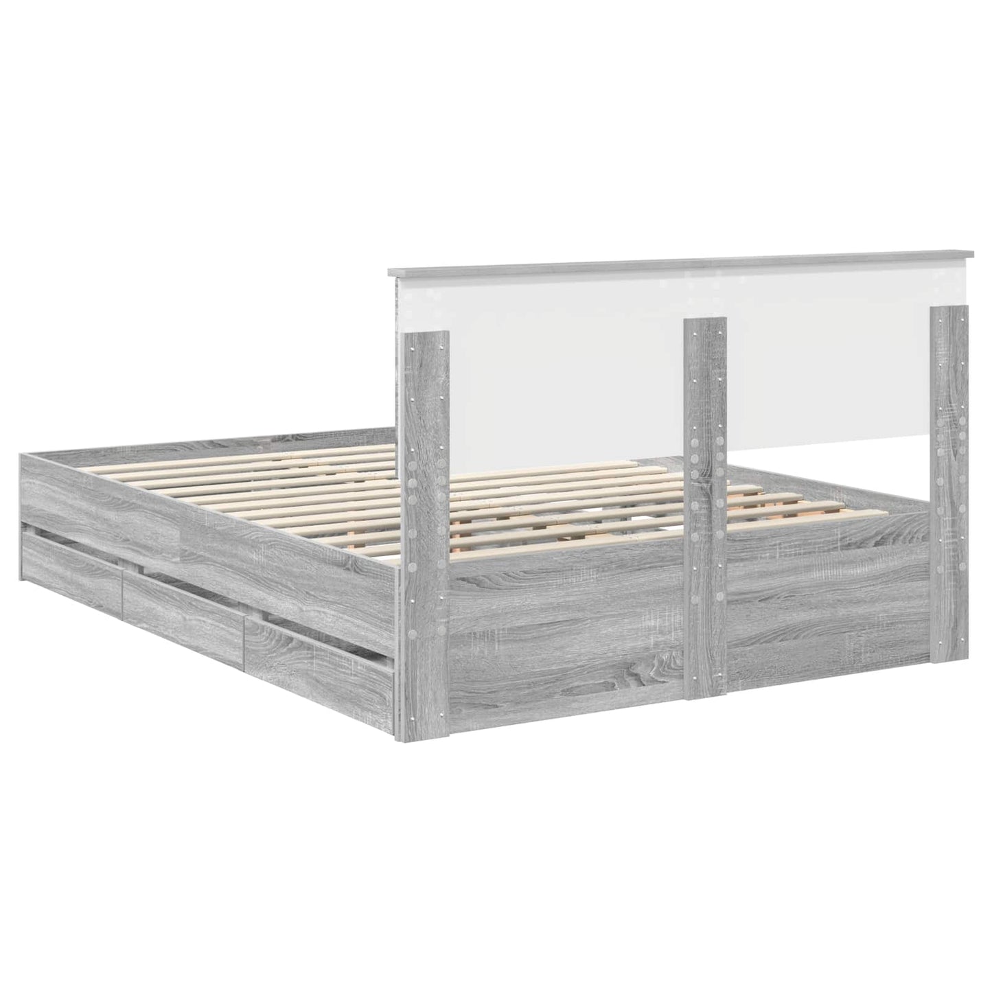 vidaXL Σκελετός Κρεβατιού Γκρίζο Σονομα 140 x 200 cm Μηχανήματος Ξύλο