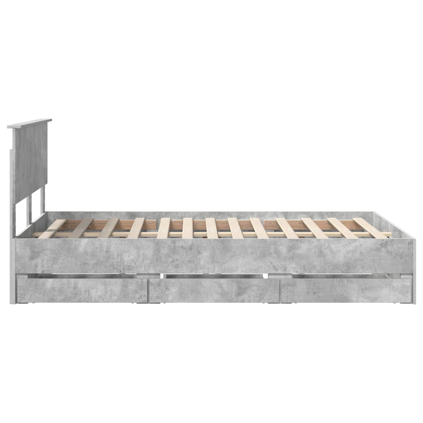 vidaXL Σκελετός Κρεβατιού Σκυρόδεμα Γκρι 135 x 190 cm Μηχανήματος Ξύλο