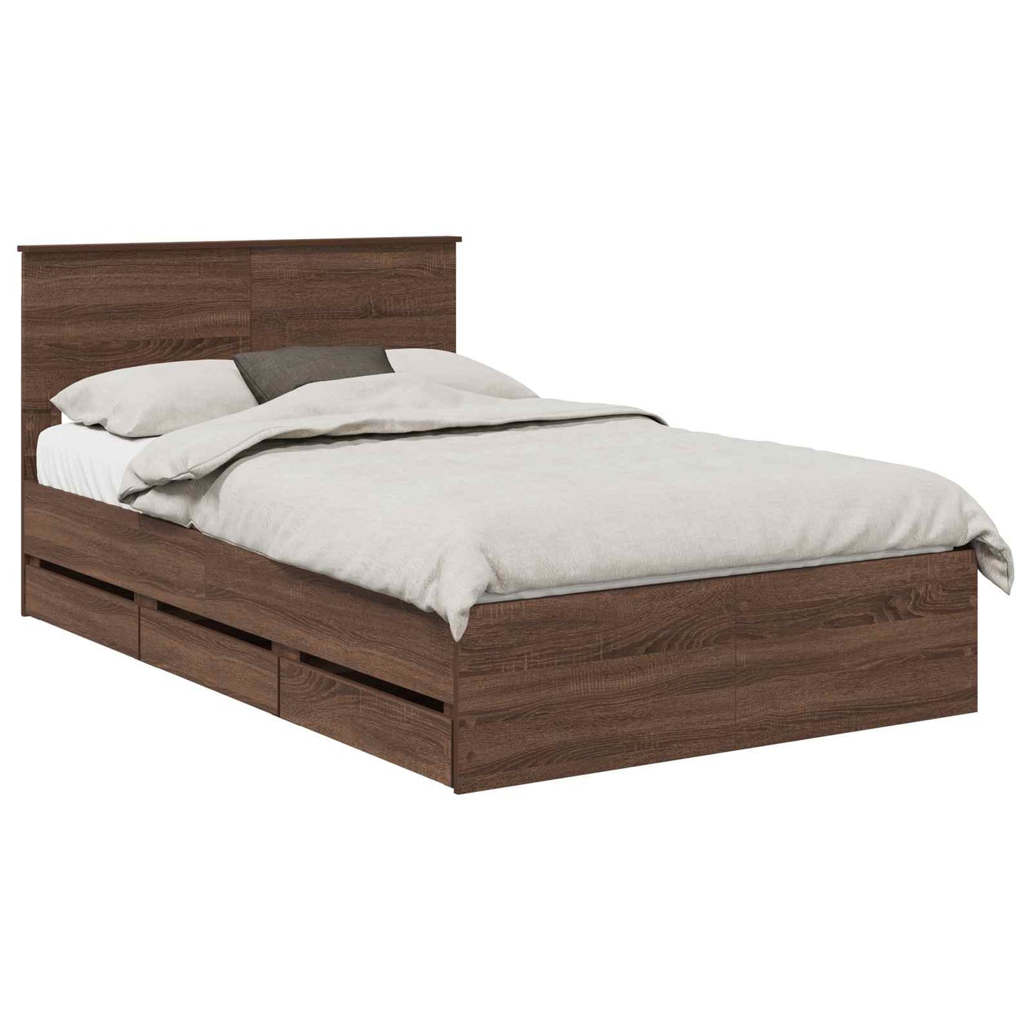 vidaXL Σκελετός Κρεβατιού Καφέ δρυς 135 x 190 cm Μηχανήματος Ξύλο