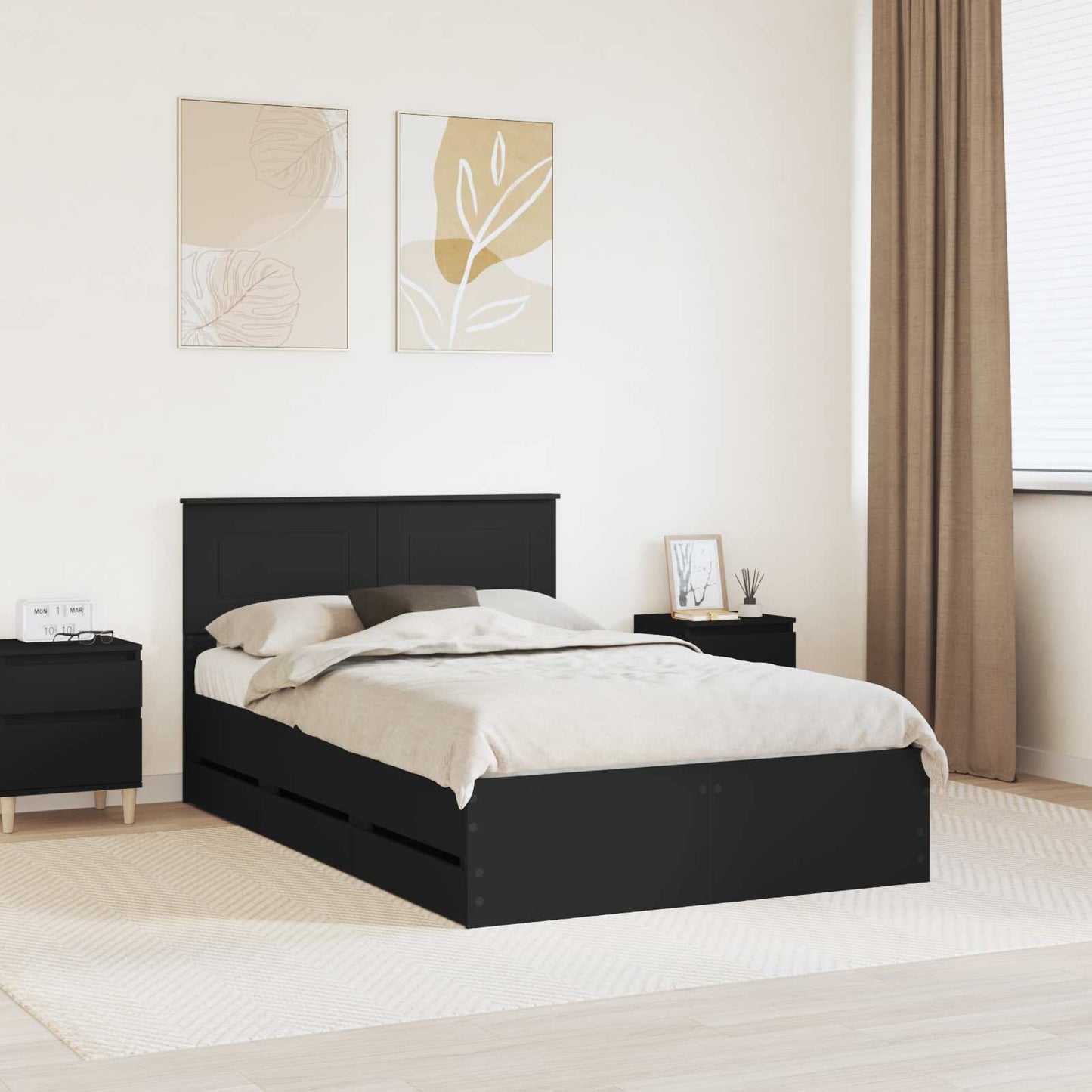 vidaXL Σκελετός Κρεβατιού Μαύρο 120 x 190 cm Μηχανήματος Ξύλο