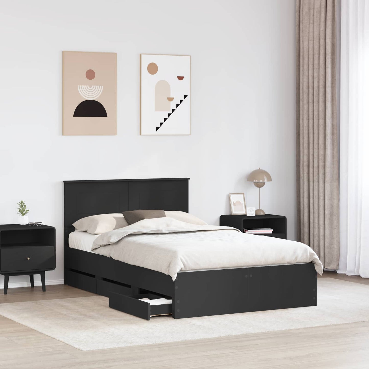 vidaXL Σκελετός Κρεβατιού Μαύρο 120 x 190 cm Μηχανήματος Ξύλο