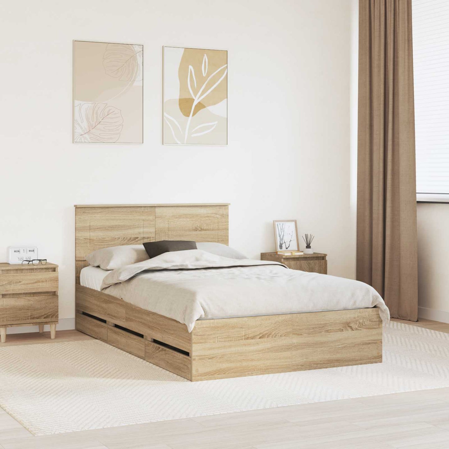 vidaXL Σκελετός Κρεβατιού Δρύς Sonoma 120 x 190 cm Μηχανήματος Ξύλο