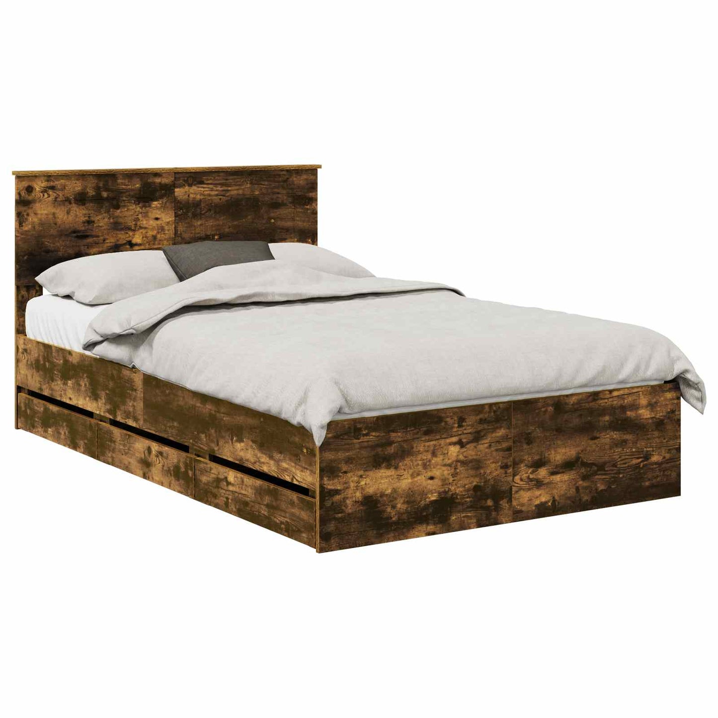vidaXL Σκελετός Κρεβατιού Καπνιστό Δρύς 120 x 190 cm Μηχανήματος Ξύλο