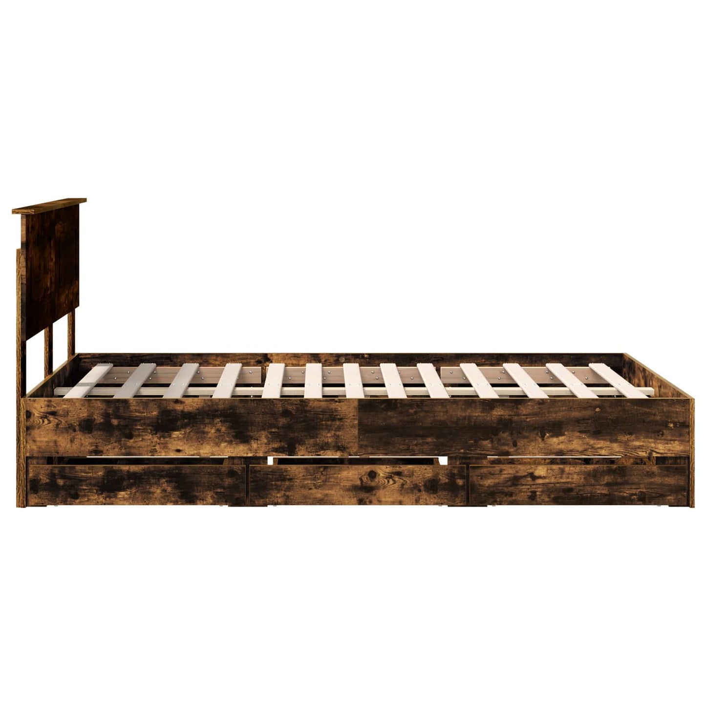 vidaXL Σκελετός Κρεβατιού Καπνιστό Δρύς 120 x 190 cm Μηχανήματος Ξύλο