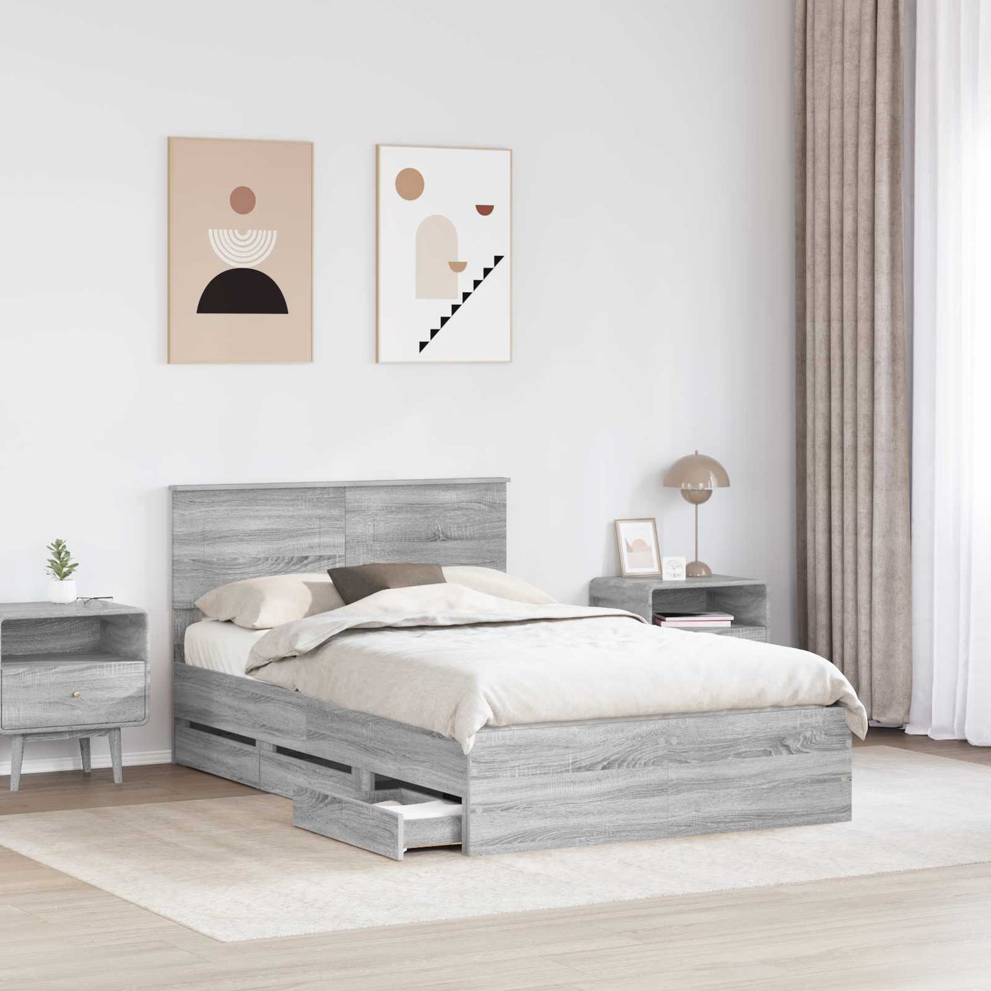 vidaXL Σκελετός Κρεβατιού Γκρίζο Σονομα 120 x 190 cm Μηχανήματος Ξύλο
