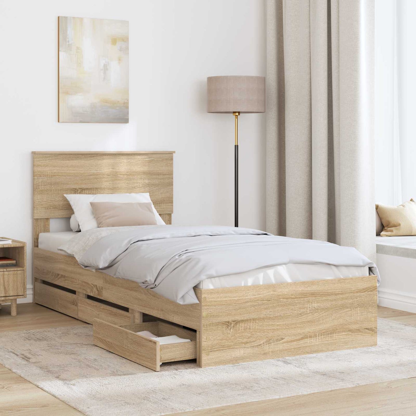 vidaXL Σκελετός Κρεβατιού Δρύς Sonoma 100 x 200 cm Μηχανήματος Ξύλο