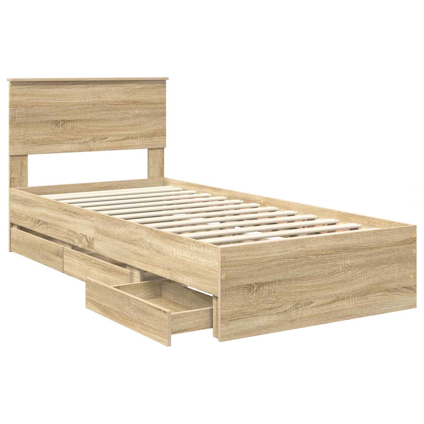 vidaXL Σκελετός Κρεβατιού Δρύς Sonoma 100 x 200 cm Μηχανήματος Ξύλο
