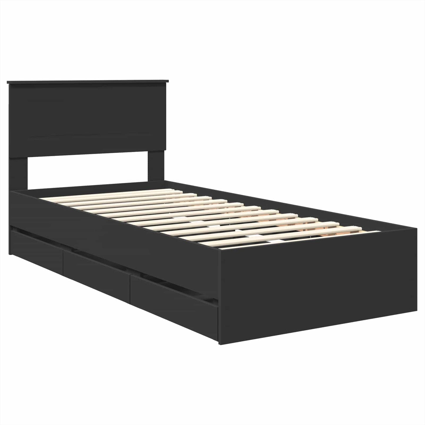 vidaXL Σκελετός Κρεβατιού Μαύρο 75 x 190 cm Μηχανήματος Ξύλο