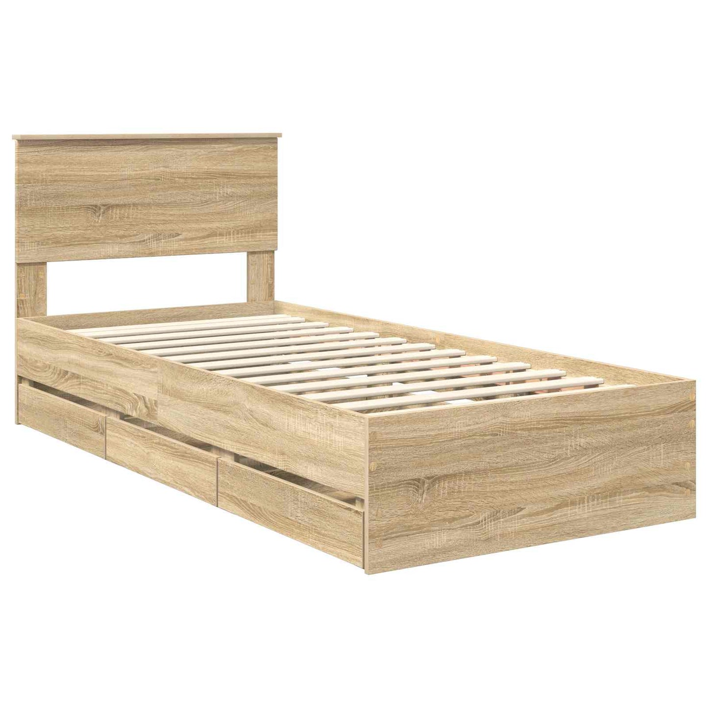 vidaXL Σκελετός Κρεβατιού Δρύς Sonoma 75 x 190 cm Μηχανήματος Ξύλο