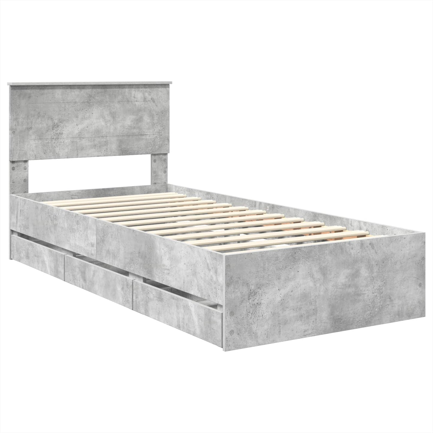 vidaXL Σκελετός Κρεβατιού Σκυρόδεμα Γκρι 75 x 190 cm Μηχανήματος Ξύλο