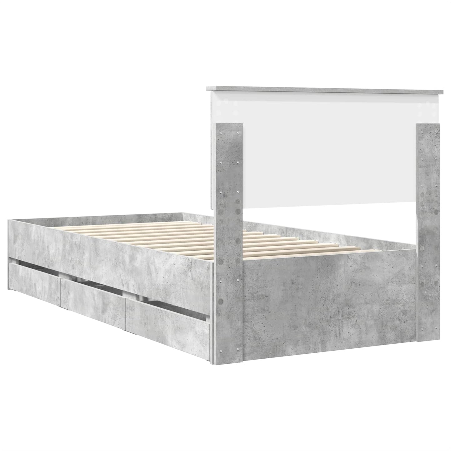 vidaXL Σκελετός Κρεβατιού Σκυρόδεμα Γκρι 75 x 190 cm Μηχανήματος Ξύλο