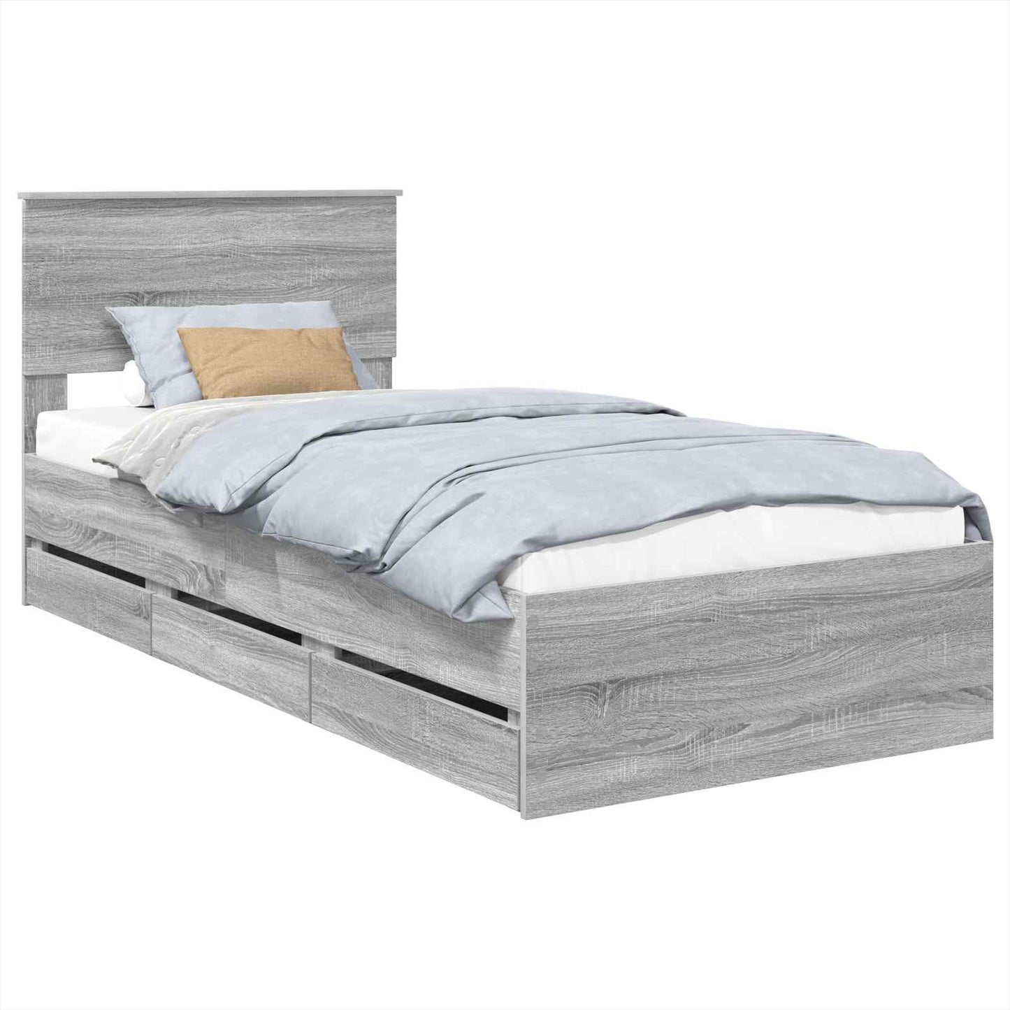 vidaXL Σκελετός Κρεβατιού Γκρίζο Σονομα 75 x 190 cm Μηχανήματος Ξύλο