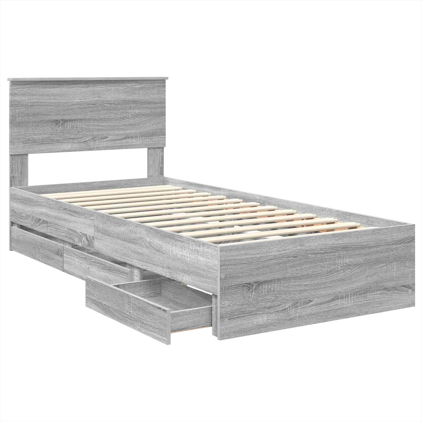 vidaXL Σκελετός Κρεβατιού Γκρίζο Σονομα 75 x 190 cm Μηχανήματος Ξύλο