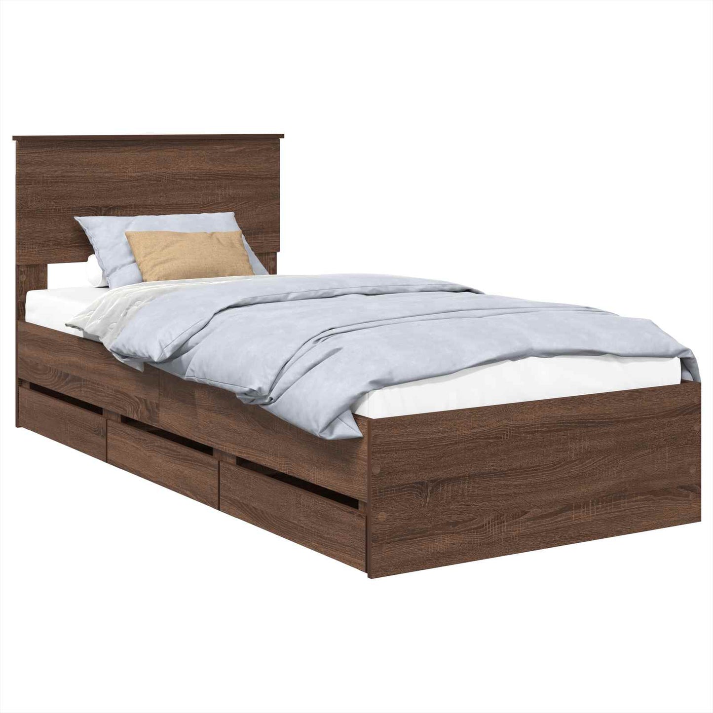 vidaXL Σκελετός Κρεβατιού Καφέ δρυς 75 x 190 cm Μηχανήματος Ξύλο