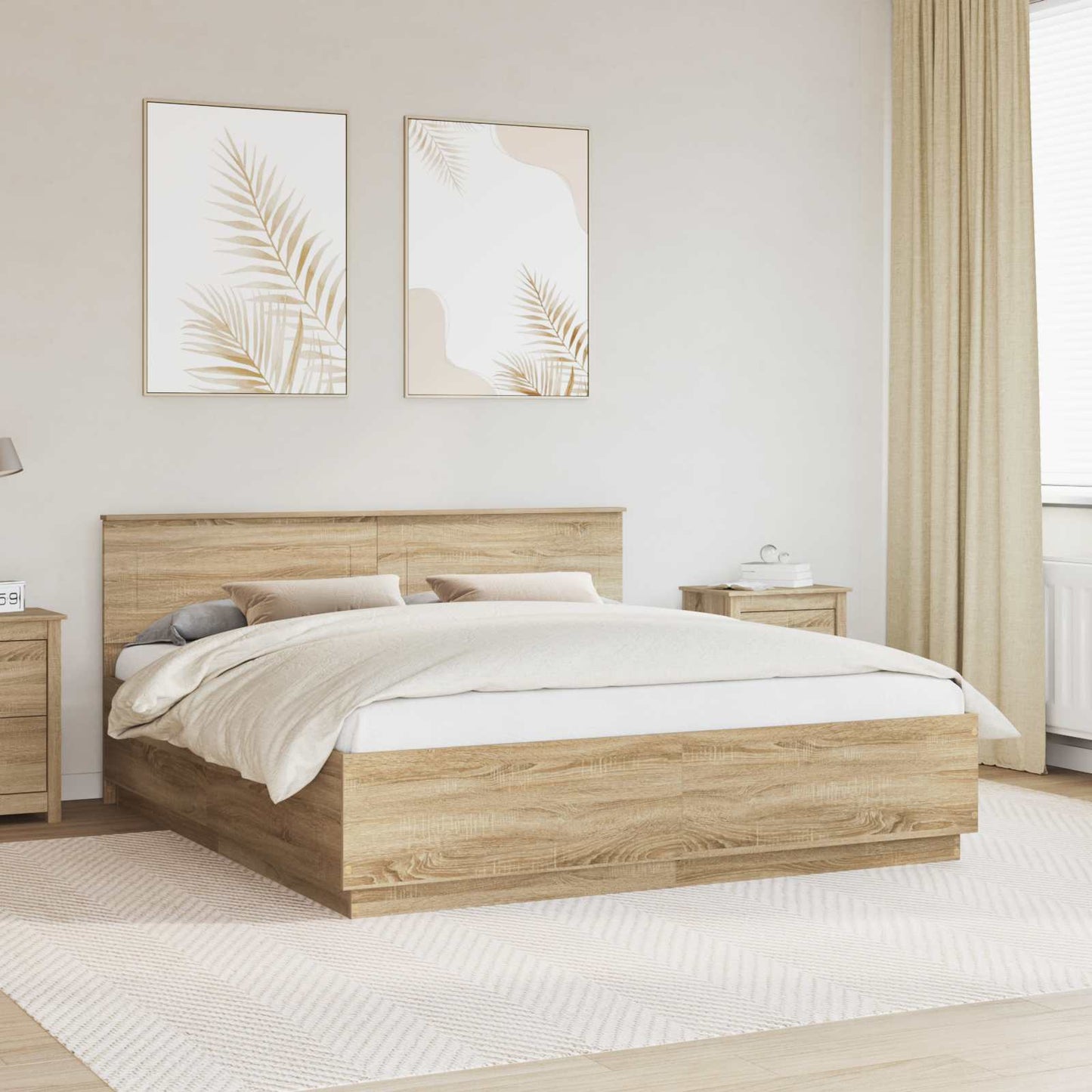 vidaXL Σκελετός Κρεβατιού Δρύς Sonoma 200 x 200 cm Επεξεργασμένο ξύλο