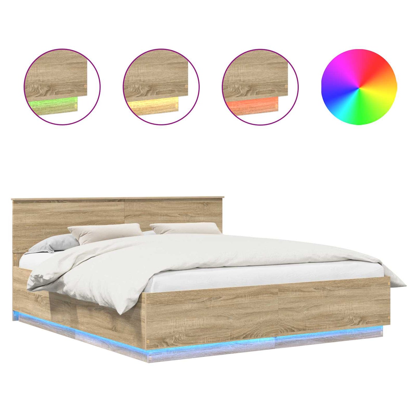 vidaXL Σκελετός Κρεβατιού Δρύς Sonoma 200 x 200 cm Επεξεργασμένο ξύλο