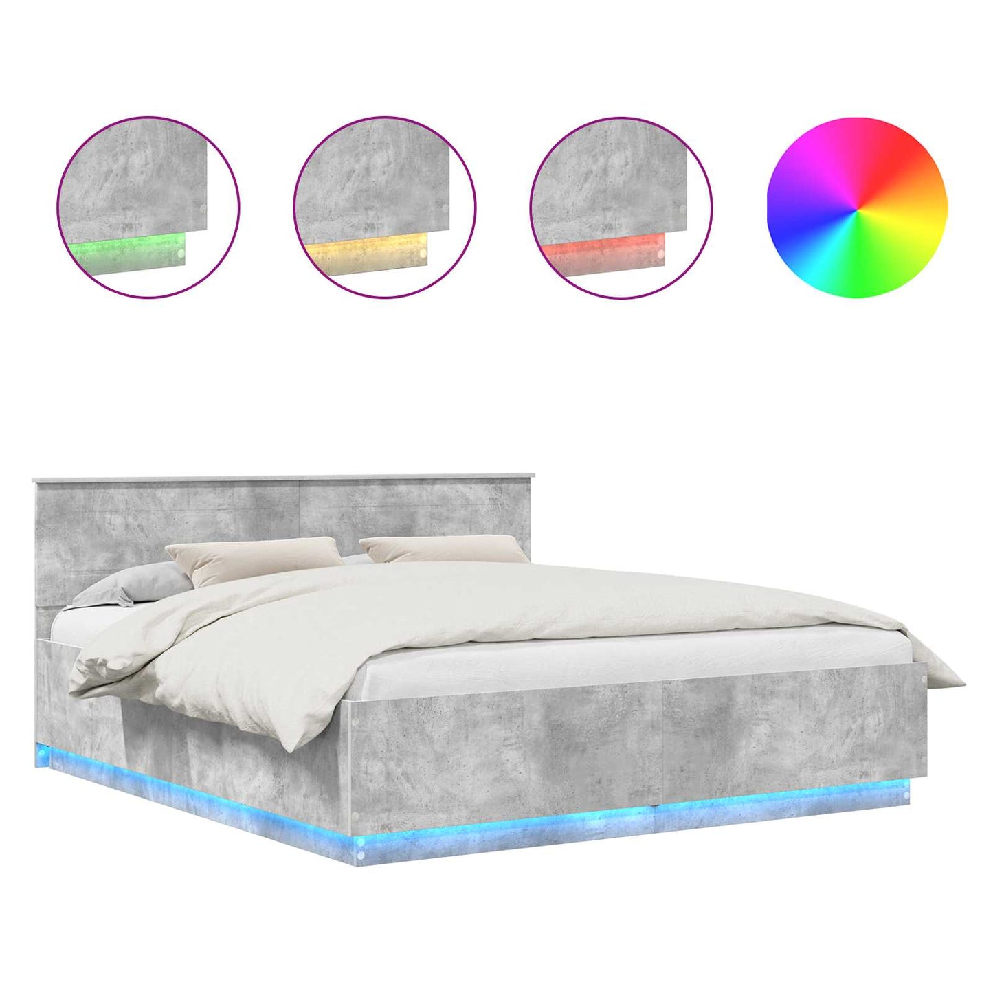 vidaXL Σκελετός Κρεβατιού με κεφαλάρι Σκυρόδεμα Γκρι 200 x 200 cm