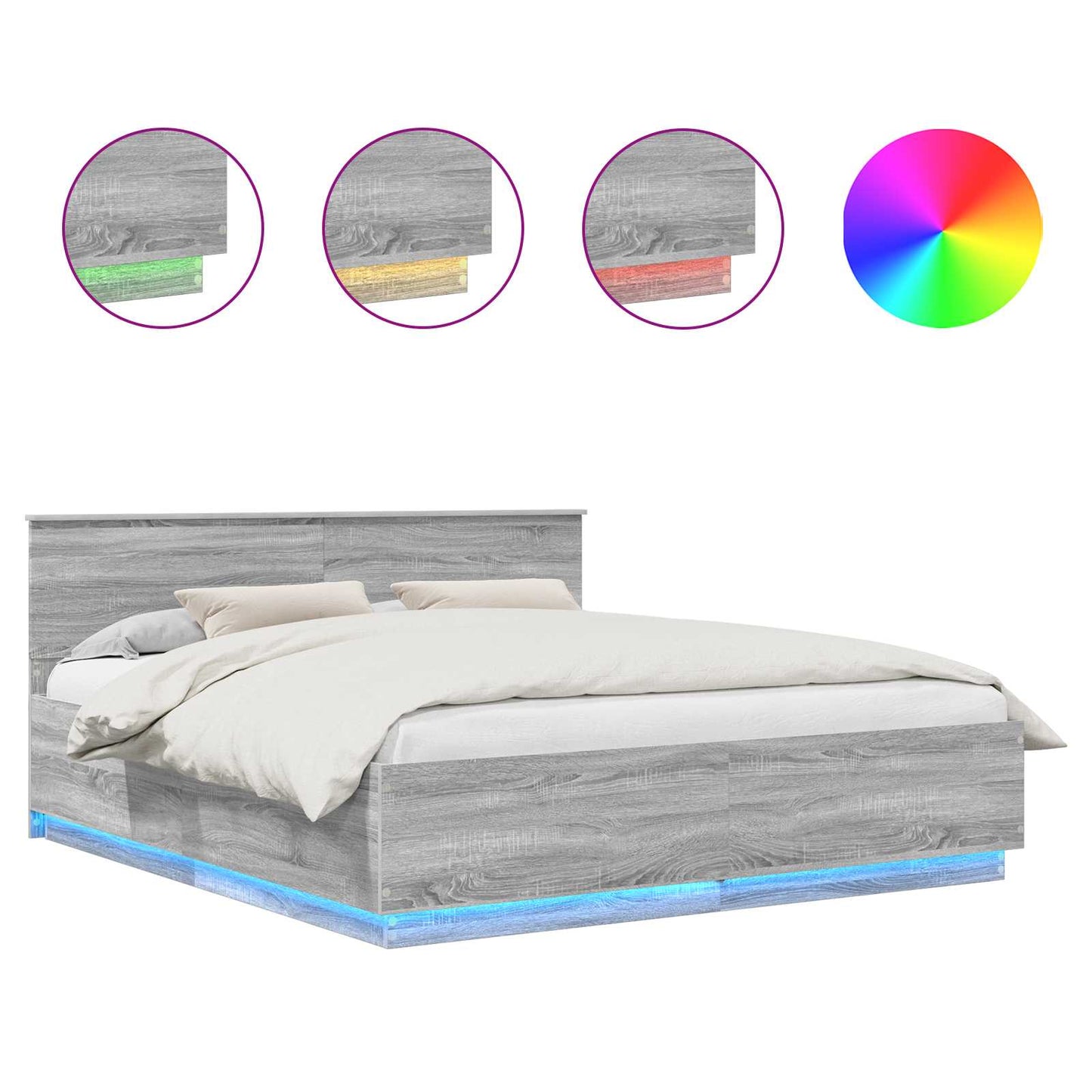 vidaXL Σκελετός Κρεβατιού με κεφαλάρι Γκρίζο Σονομα 200 x 200 cm