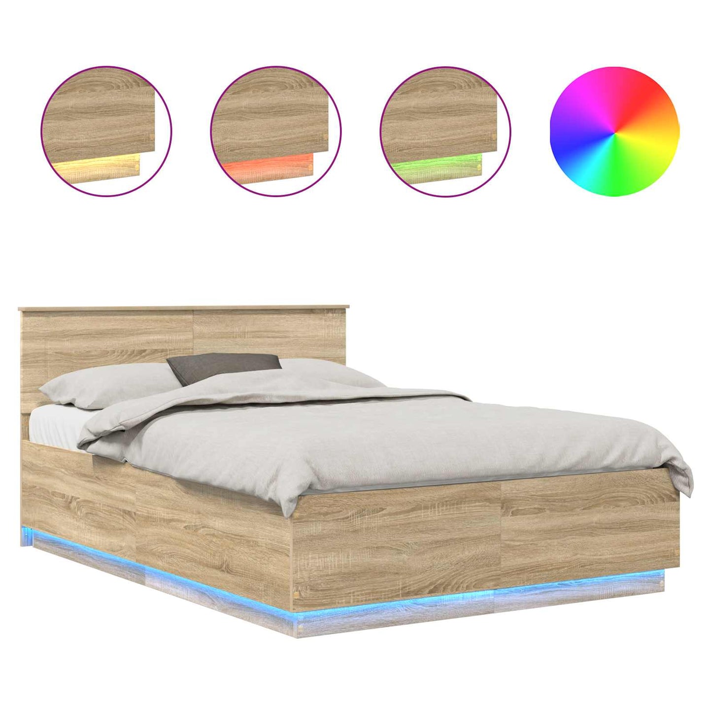vidaXL Σκελετός Κρεβατιού Δρύς Sonoma 160 x 200 cm Επεξεργασμένο ξύλο