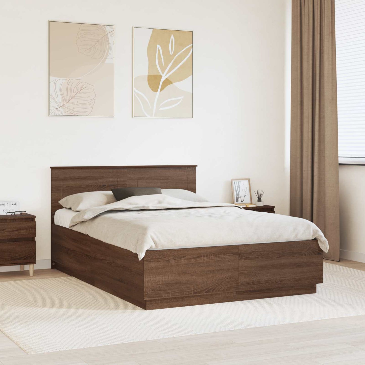 vidaXL Σκελετός Κρεβατιού Καφέ δρυς 150 x 200 cm Επεξεργασμένο ξύλο