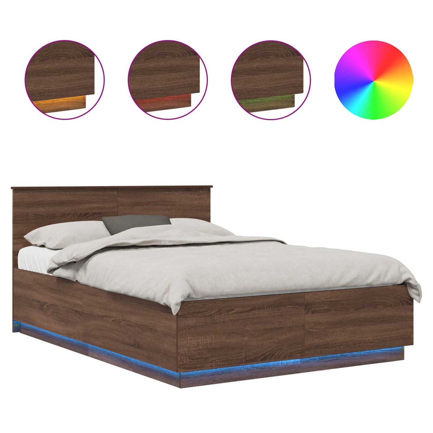 vidaXL Σκελετός Κρεβατιού Καφέ δρυς 150 x 200 cm Επεξεργασμένο ξύλο