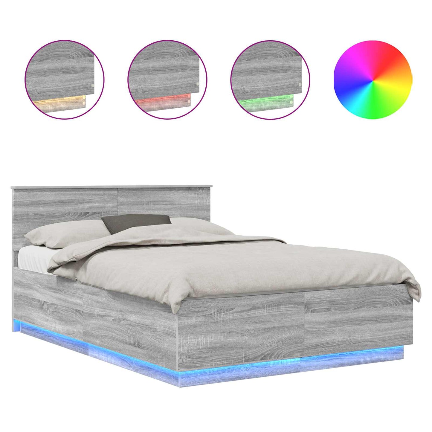 vidaXL Σκελετός Κρεβατιού με κεφαλάρι Γκρίζο Σονομα 140 x 200 cm