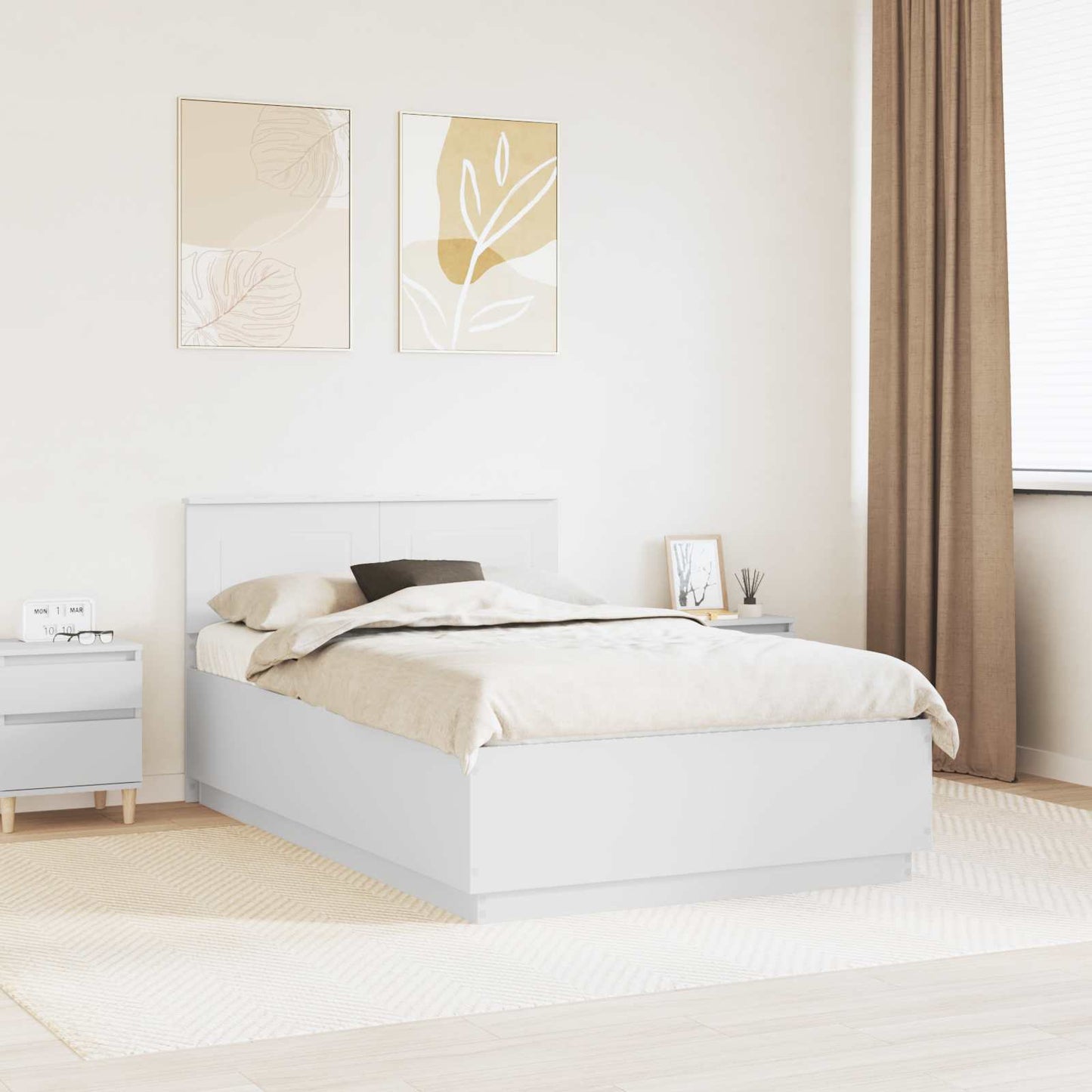 vidaXL Σκελετός Κρεβατιού Λευκό 135 x 190 cm Επεξεργασμένο ξύλο