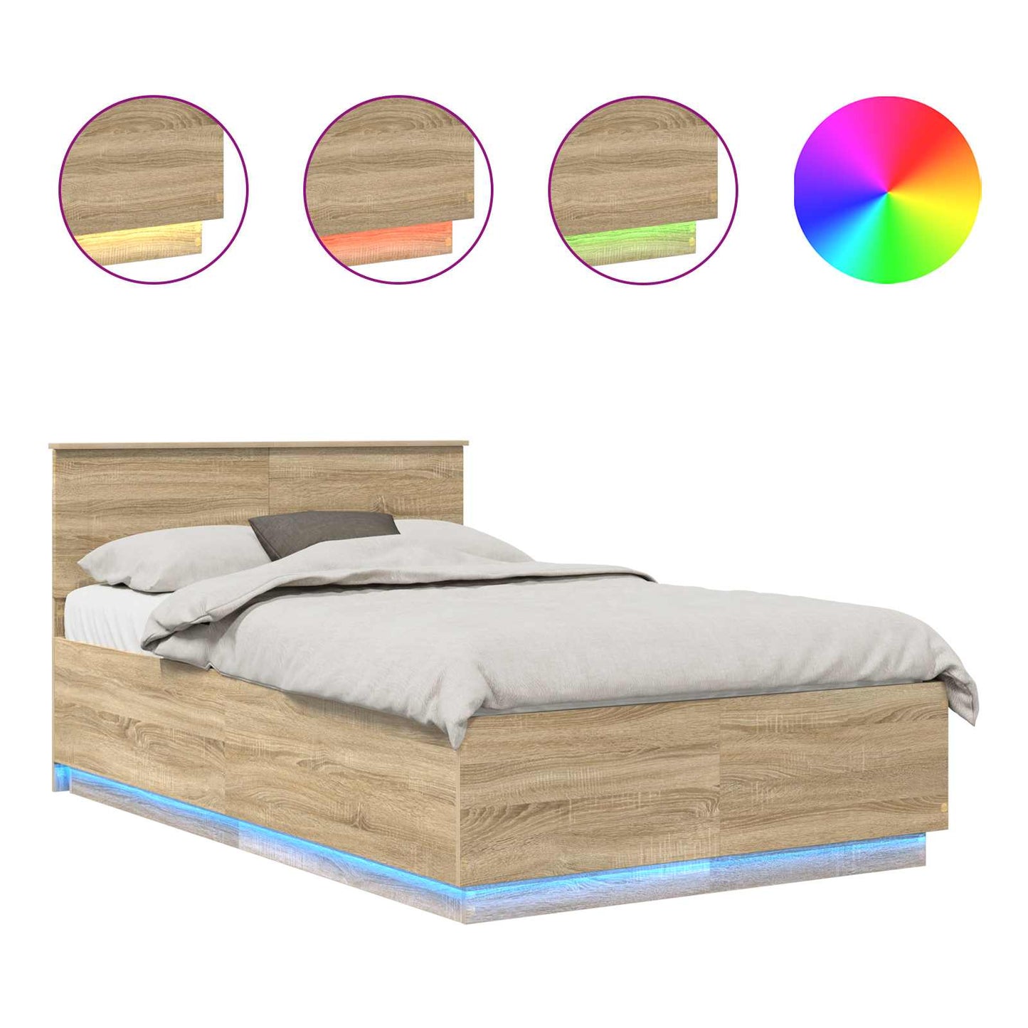 vidaXL Σκελετός Κρεβατιού Δρύς Sonoma 135 x 190 cm Επεξεργασμένο ξύλο